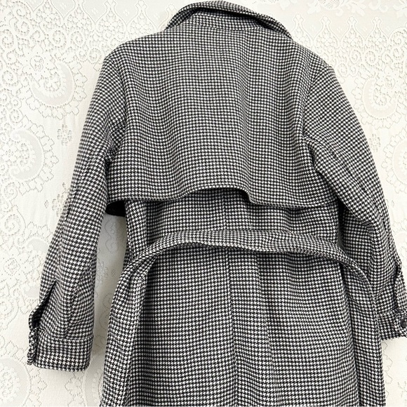 Abercrombie & Fitch Wool Trench Coat Houndstooth Belted - Picture 13 of 16